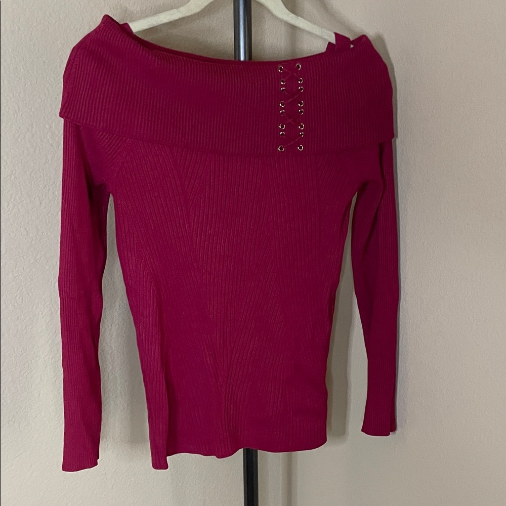 White House Black Market Pink Off-Shoulder Top